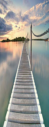 A.Monamour Sticker Porte Autocollant Poster de Porte 3D Jetée De Ponton Sur L'Eau De L'Océan Pont En Bois Au Coucher Du Soleil Vinyle Affiche de Porte Sticker Mural Papier Peint Art Décor 77 x 200 cm