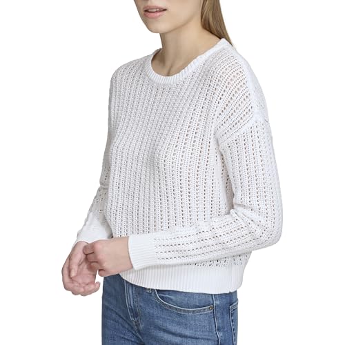 DKNY Women's Essential Open Stitch Crew Neck Jeans Sweater3