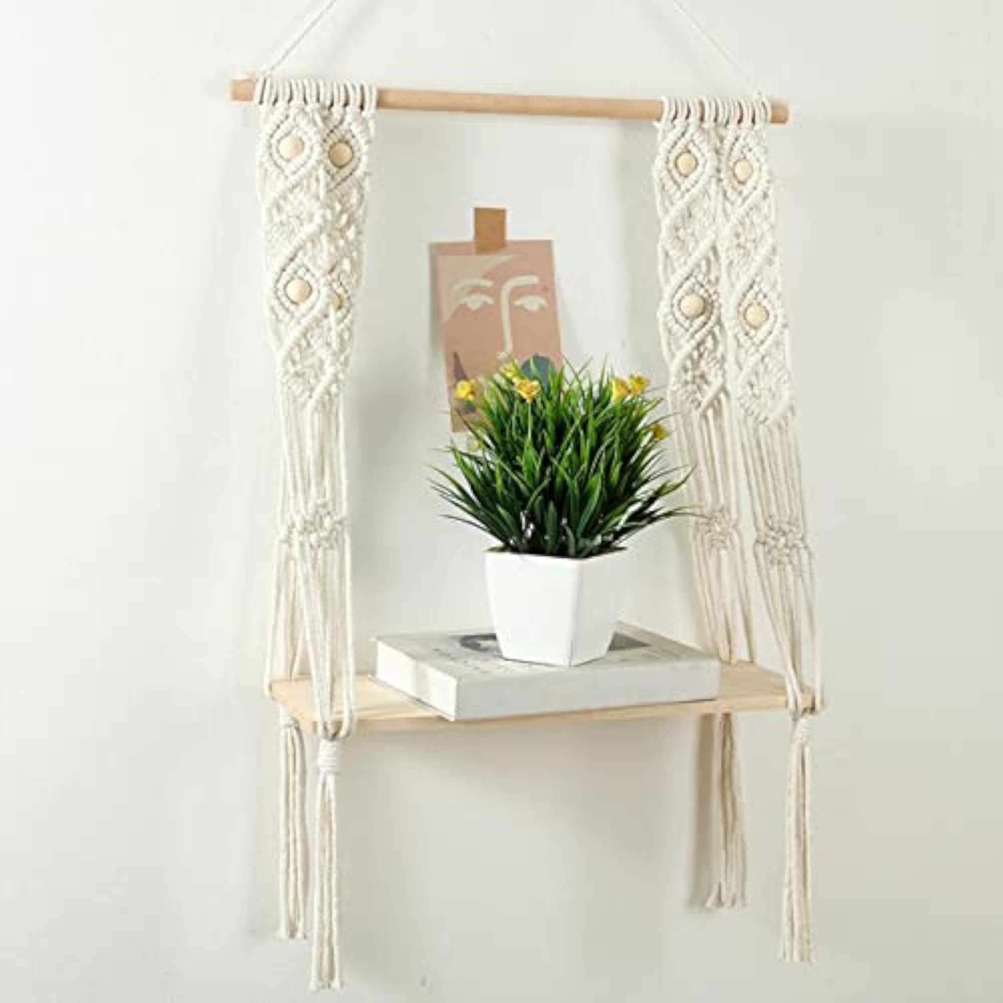 Boho Macrame Tassel Tapestry Wall Hanging Shelf