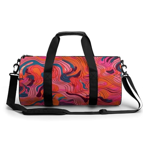 Sac de voyage en toile motif graffiti pêche blanc de 45 cm idéal pour sport et yoga