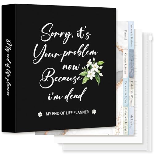 Lanpn End of Life Binder Organizer Death Planner 8.5"x11", Final Wishes & Estate Document Folder with 8 Dividers & 10 Letter Size Binder Pockets, Before Death Life Plan When I Die Journal Book