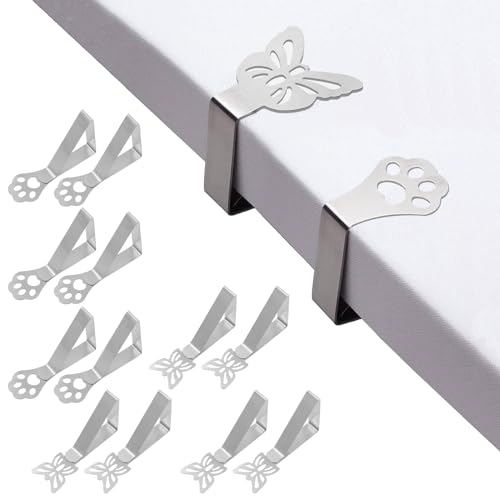 ZIGefofo 12 Piezas Pinzas para Sujetar Manteles de Mesa Grandes 7 x 4 cm Pinzas de Mantel Exterior Ajustables Clips de Acero Inoxidable para Mantel Cubierta Restaurante Interior Jardín Boda Fiesta