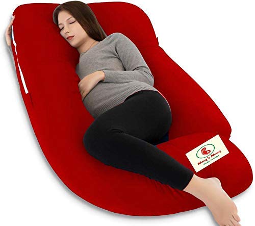 Mom's Moon Premium Multipurpose Microfiber Soild Pregnancy Pillow with 100% Cotton Cover and Zippered Cover Pack of 1 Red