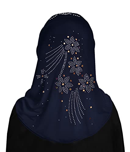 Aiyah Hijab for Girl's 1 piece Elastane-Spandex Amira Head Scarf with Rhinestones Easy Pull-on Headscarf2