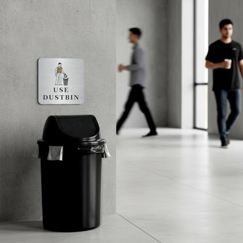 Image of USE DUSTBIN Sign, 8x8 Inch, Durable Steel, Dual Mount