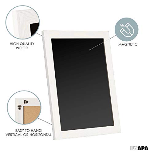 Rustic Wooden Magnetic Kitchen Chalkboard Sign - 12X16 Inch White Framed Wall Hanging Chalk Board For Farmhouse Decor, Wedding, Restaurant Menu & Home #TOP2