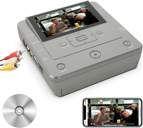 VHS to DVD Recorder, DVD Recorder with AV Input, Record VHS VCR Camcorder Video to DVD USB SD, No PC Required, Smartphone WiFi Media Copy via App, HDMI Output to TV, Includes 10 Free DVD-R