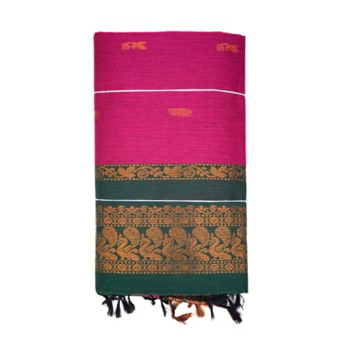 Image of Pure Kalyani Cotton Saree | Zari Border & Blouse Piece - Lata Gadwal Design | Traditional Saree