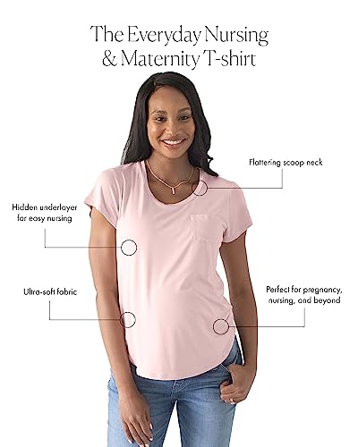 Kindred Bravely Everyday Maternity & Nursing T-Shirt | Maternity & Nursing Tops for Breastfeeding (Dusty Pink, Medium)