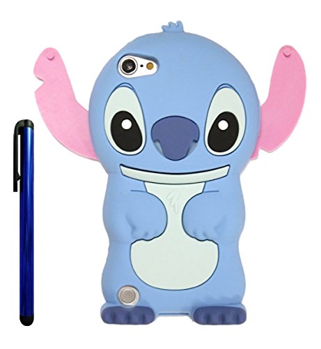 Touch 6 Case, Touch 5 Case, Cute Cartoon 3D Lilo Stitch Movable Ear Flip Soft Silicione Case Cover for iPod Touch 6 / Touch 5