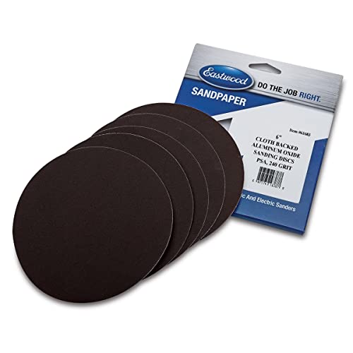 Eastwood 6 Inch Aluminum Oxide Cloth Backed PSA Sandpaper - 5 Pack - 240 Grit