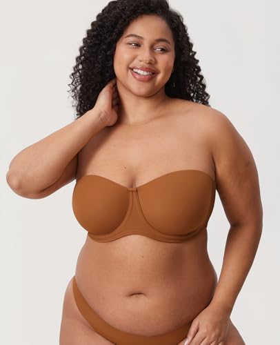 Image of DELIMIRA Confishape Strapless Full Coverage Plus Size Bra | Bandeau bra, Underwire, No Padding Unlined, for Women