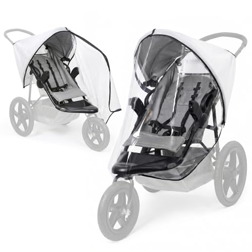 Image of Orzbow Universal 3 Wheel Rain Cover, Rain Cover for Running Pram, Buggy & Pushchair, Large Opening with Waterproof Zipper for Easy Access, Quick Installation, Breathable, Odourless, Durable, Clear