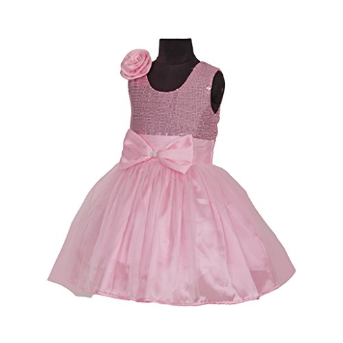 Image of SOFYANA Baby Girl's Satin Pink Baby Frock Size : 1-2yrs
