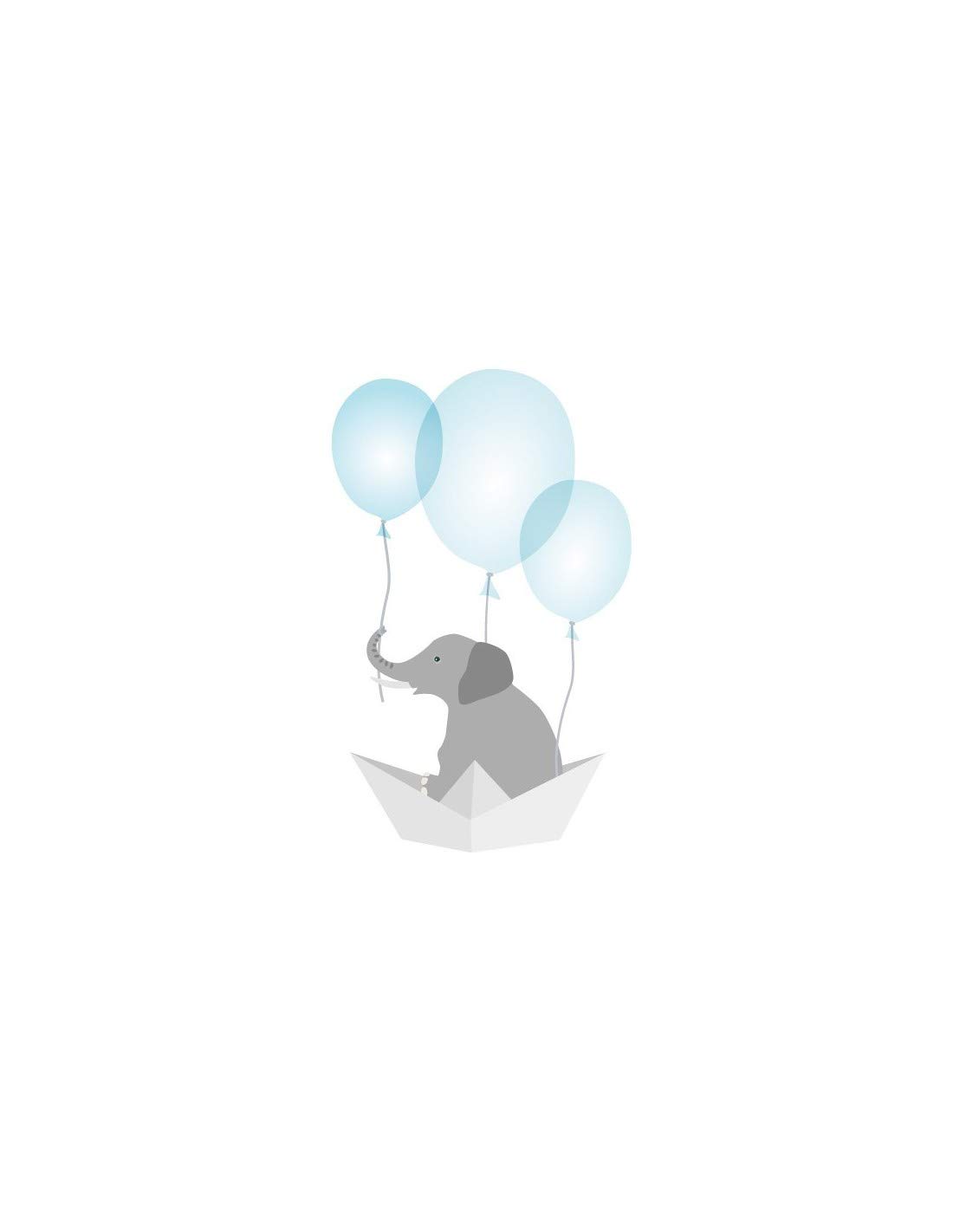 Sticker bébé éléphant ballons 35 x 56 cm décoration murale de chambre d'enfant