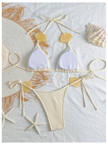 SOLY HUX Women's Bathing Suits Halter Two Piece Swimsuit Tie Side String Thong Bikini Sets Beachwear2