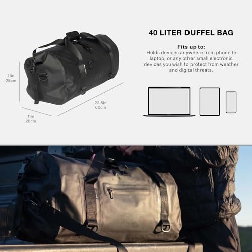 SLNT Faraday Dry Duffel Bag with Silent Pocket - Waterproof Nylon, Signal Blocking Multishield Lining Protects from Hacking, Spying - Blocks RFID, WiFi, Bluetooth, NFC, Cellular, GPS, EMF (40 Liter)3