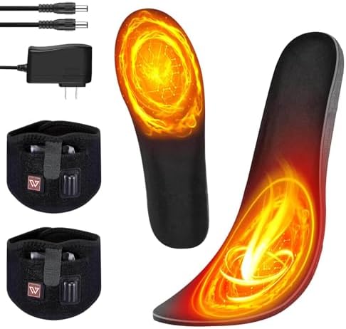 Rechargeable Heated Insoles – Up to 12 Hours Heating, 7.4V 2700mAh Battery, Button Control Foot Warmers for Men & Women, Ideal for Hiking, Camping, Outdoor Use