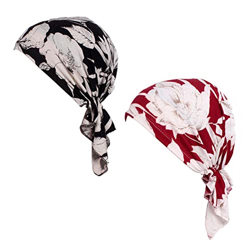 beauty YFJH Women Stretch Cotton Print Sleep Turban Hat Headwear Scarf Chemo Beanie Cap for Cancer Hair Loss