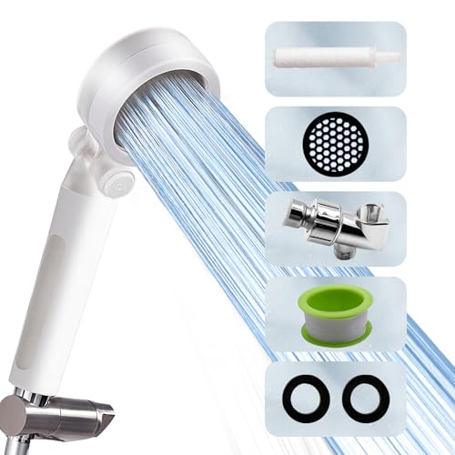 ALSS-AL Detachable Water Softener Shower Head with Filter for Hard Water, High Pressure Handheld Shower Head with ON/OFF Switch, bracket, Remove Chlorine and Harmful Substance for dry skin hair…