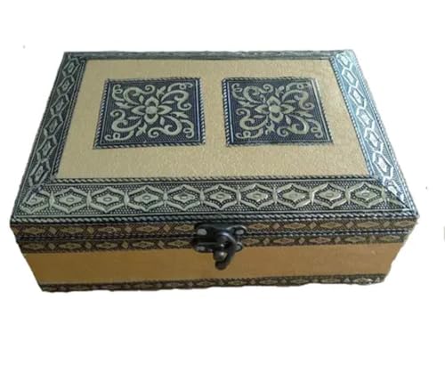 Boîte de rangement bijoux vintage beige motif relief argenté - 2