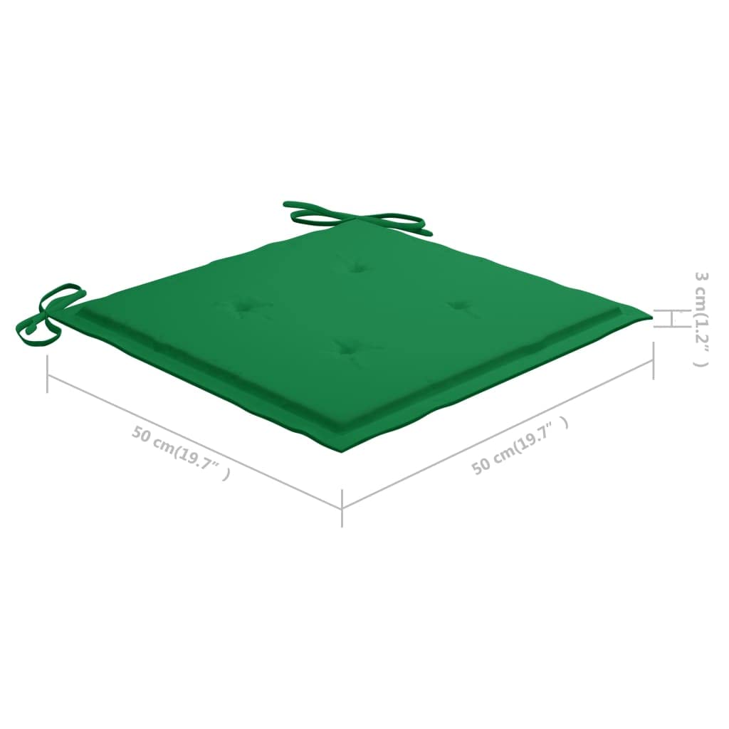 8 sedie da giardino in legno massello di teak con cuscino verde, resistenti alle intemperie, per terrazze e giardini, set di mobili da giardino in teak con cuscini imbottiti