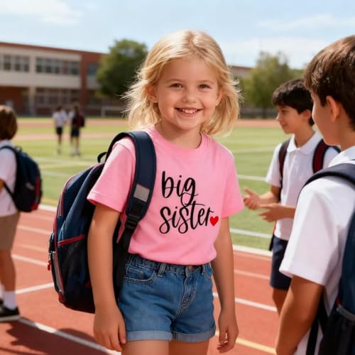 Image of Big Sister Shirt for Girls Toddler Kids Pregnancy Announcement Promoted to Big Sis T-Shirt Summer Short Sleeve Top