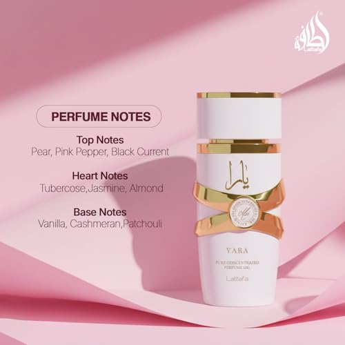 Lattafa Yara Moi – Fruity, Floral, Sweet, Woody – Pure Concentrated Perfume Oil Long-Lasting Fragrance for Women, 0.67 Ounce / 20 ml