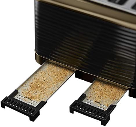 Russell Hobbs 24385 Inspire High Gloss Plastic Four Slice Toaster, Black and Brass Finish