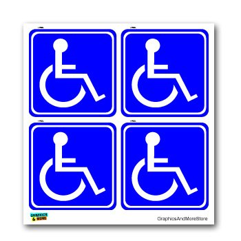 GRAPHICS & MORE Disabled Wheelchair Symbol Blue Set of 4 - Handicapped - Window Bumper Laptop Stickers