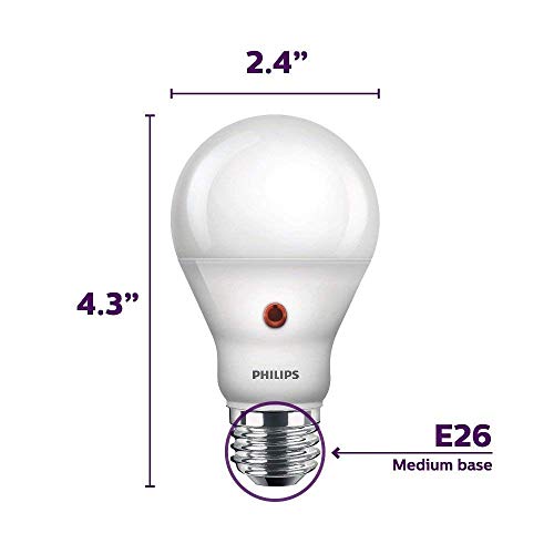 Philips LED Dusk-To-Dawn Outdoor A19 Light Bulb, Flicker-Free, 800 Lumen, Soft White Light (2700K), 8W=60W, E26 Base, 3-Pack - image 2