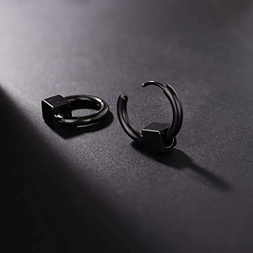 Milacolato 6 paires en Acier Inoxydable 316L Pendantes Boucle Doreille Noir Hommes Femmes Boucles D'oreilles Créoles Balancent Chaîne Punk Gothique Kpop Boucles D'oreilles Unisexe Noir – Image 5