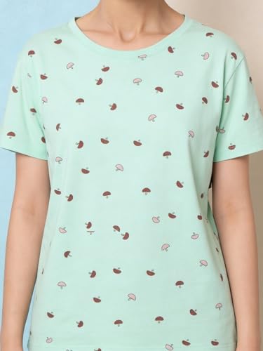Image of Li'l Tomatoes Girls Cotton Night Suit Set | 100% Cotton Summer Co-Ord Set | Half Sleeve T-Shirt & Full Length Pajama | Soft & Breathable Printed Clothing Set | 9-16 Years