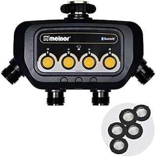 Melnor 65128-AMZ 4-Zone Bluetooth Water Timer with 5 Stainless Steel Filter Washers Set