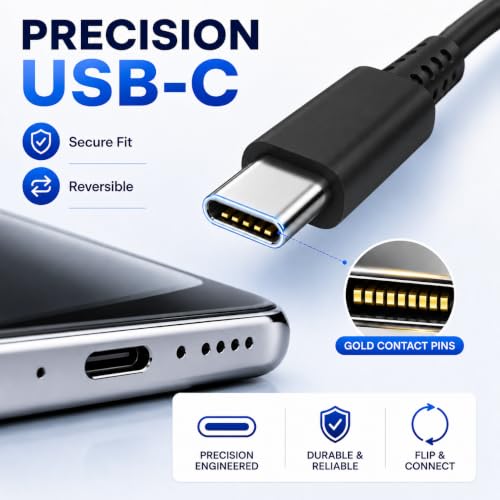 Image of ZYBUX Original 45W Type C To C,Mobile Data Charging Cable For Galaxy Superfast Power Cable A54 / A15 / A14 / A34 / A23 / F54 / F34 / F23 / F14 / M14 / M34 /M33 /S21 Fe /S22 /S23 /S23 Fe 5G /S24,Black