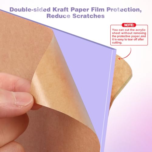 Image of Adrattnay Purple Acrylic Sheets 1 /8 Thick, 5Pcs 6 x 6in Cast Acrylic Sheets 3mm for Laser Cutting, Opaque Acrylic Sheets Acrylic Panel with Protective Paper for Laser Engraving Material DIY Crafts
