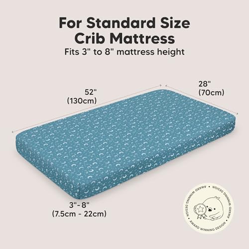 Image of 2pk Organic Cotton Crib Sheets for Boy Girl 52x28 (Dragon Tale) | Fitted Crib Mattress Sheet Neutral, Breathable Cover for Baby Bed Set, Toddler Mattress, Soft & Cute Prints
