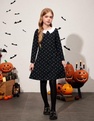 Image of Arshiner Girls Long Sleeve Vintage Peter Pan Collar T-Shirt Dress Age 4-13 Years