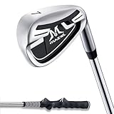 MAZEL 7 Iron Golf Club for Adult Men & Women- Upgraded Training Grip Golf Iron for Beginners,37 Inch (Silver Black)