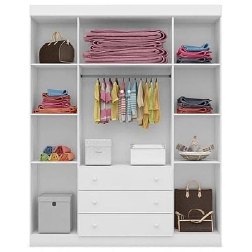 Roupeiro infantil 4 portas Lis Branco brilho Móveis Canaã