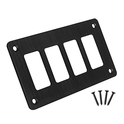 Image of 【Right Size】 4 Way Rocker Switch Housing Holder Panel with Screws Black Aluminum Mounting Bracket for Car Boat Marine Yacht Motorhome Central Console Toggle Switch Install