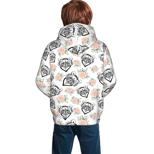 Raccoon and Flower Kid Hoodies Boys Sweatshirts Girls Pullover with Pocket4