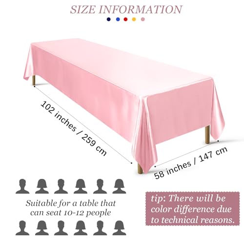Ruisita Satin Party Tablecloth Table Cover 58 x 102 Inches Wedding Rectangle Bright Silk Tablecloth Smooth Fabric Tablecloths Table Decor for Wedding Banquet Party Decoration, Light Pink by Ruisita - Used condition - Image 2