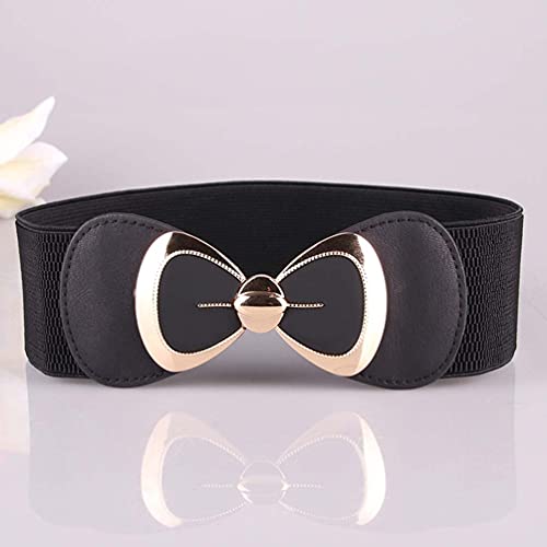 Women's Elegant PU Bowknot Elastic Stretch Wide Belt Dress Decorative Waist belts Casual All-match Waistband for Ladies2