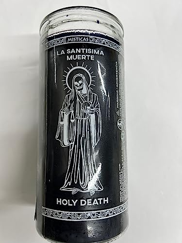 Holy Death 14 Day Unscented Black Candle in Glass (La Santisima Muerte)