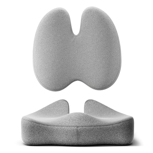 Image of pro cocyx seat Cushion & PRO Chair Back Rest Combo, Relieves Back, Coccyx Pain,Orthopedic Support,Long Sitting Hours on Office /Home Chair,Combo