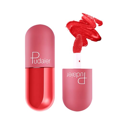 Image of Multibrite Mini Capsule Lip Glaze Women Matte Liquid Lip Gloss Beauty Glaze Waterproof Long-Lasting Non-Stick Smooth Lipstick (Ruby Red 912)