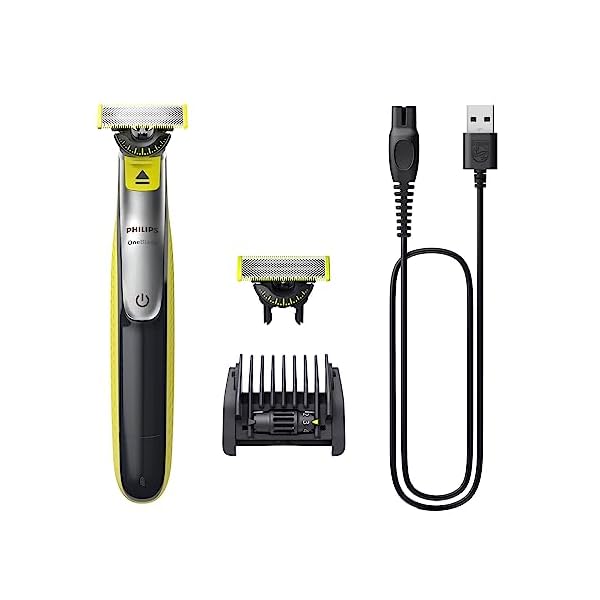 Philips OneBlade 360 Face – Elektrischer Bartschneider und Rasierer zum Trimmen, Stylen und Rasieren, inkl. 2 innovativen 360-Klingen & verstellbarem 5-in-1-Trimmaufsatz (Modell QP2734/30)