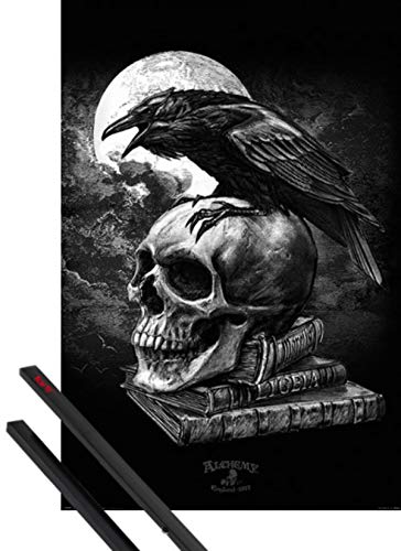 1art1 Gothique Affiche Murale (91x61 cm) Poe's Raven, Alchemy Et Kit De Fixation Noir