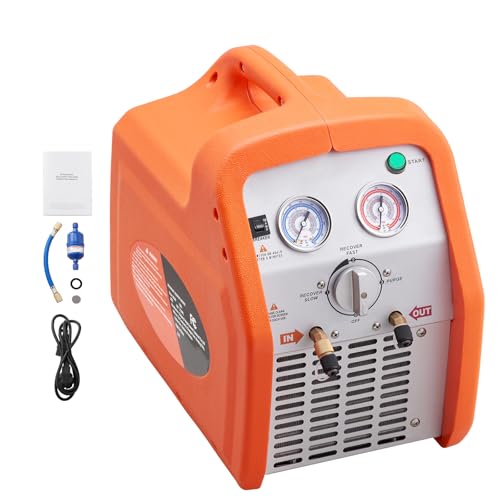 Happybuy 1 HP Refrigerant Recovery Machine – Dual Cylinder Portable AC Recovery, 120V 60Hz, High Pressure Protection for Vapor & Liquid Refrigerants, HVAC & Car Air Conditioning